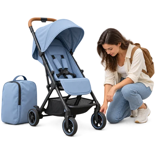 Kinderwagen mee in het vliegtuig: afgeven en terugkrijgen
